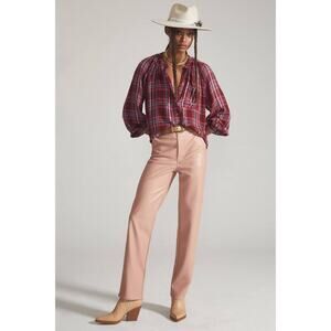 NWT Anthropologie En Saison Lana Faux Leather Trousers Pink Size M